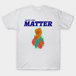 Black Lives Matter Floral Raised Fist T-Shirt